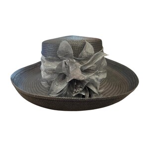 Vintage Firethorn Straw Wide Brim Hat Kentucky Derby Church Tea Party Elegance Women Church Hats Formal Dress Derby Fascinator Elegant Tea  main image 3
