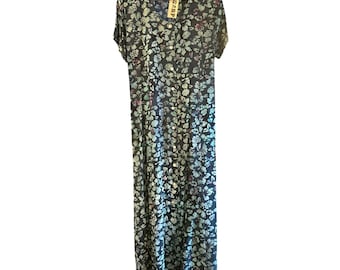Vintage Gasp Women's Plus Size 1X Bohemian Floral Maxi Dress Tropical Y2K 1990s