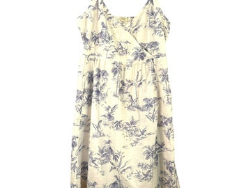 Fat Face Women's Blue Ivory Heidi Flamingo Dress Size 8R Knee Length Summer Toile