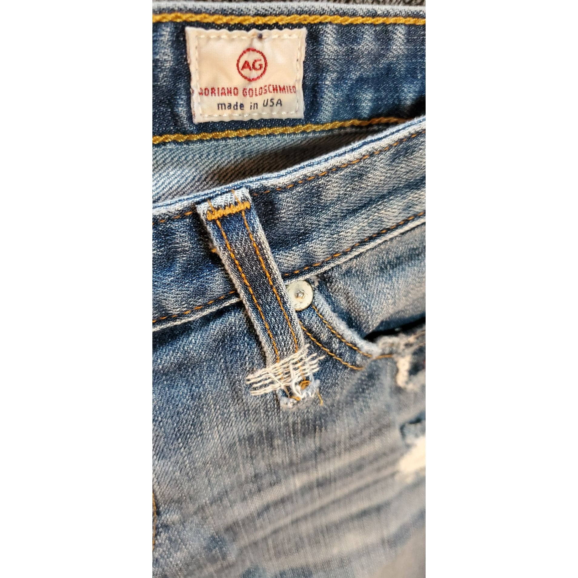 Adriano Goldschmied AG Women's Stilt Cigarette Leg Denim Jeans Size 28R  Distressed Medium Wash