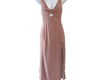 Vintage Abercrombie & Fitch Women's Polka Slide Slit Dress XS Y2K 1990s Fitted