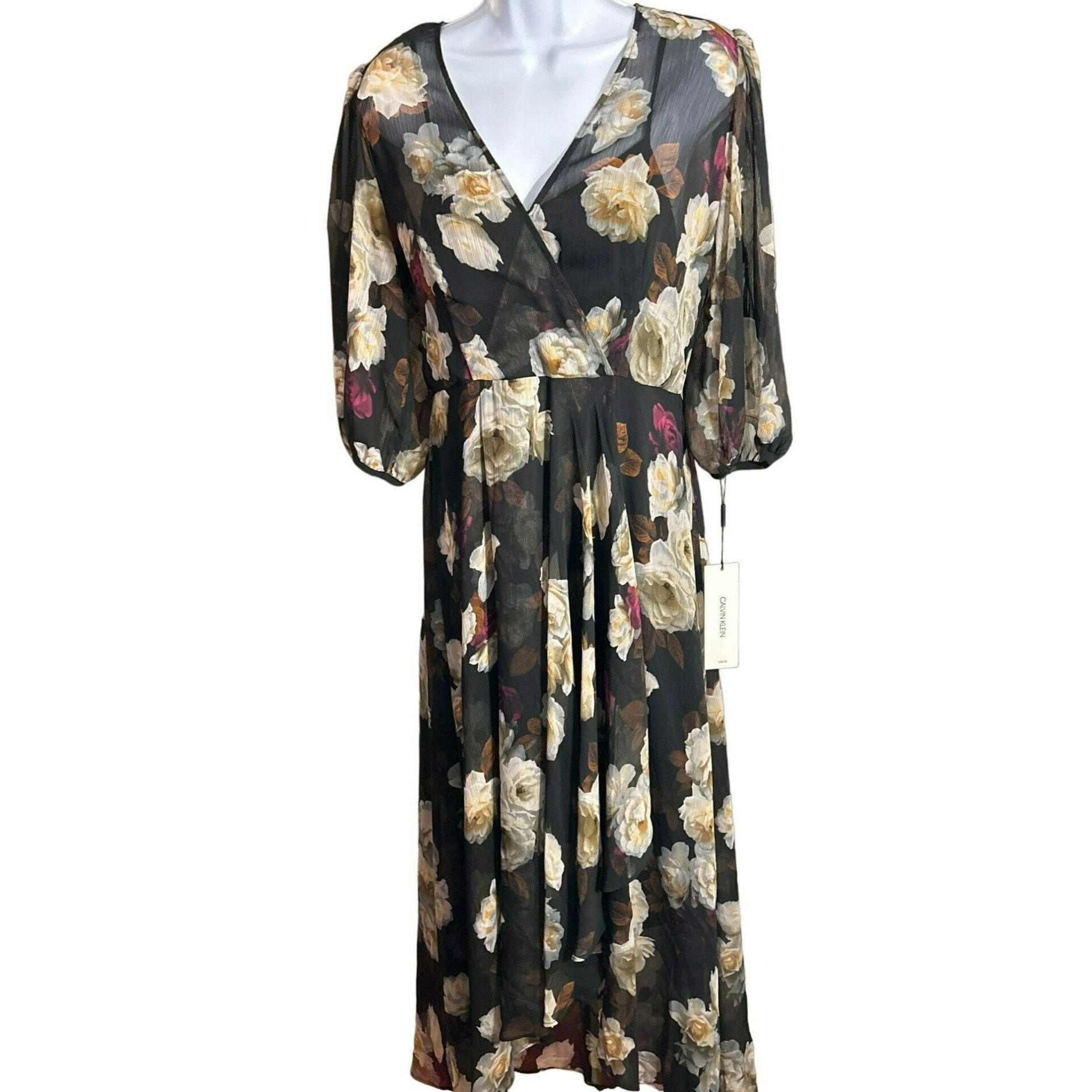 calvin klein women's printed chiffon wrap dress Calvin Klein Women's Printed Chiffon Wrap Dress
