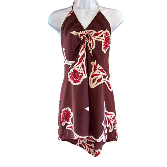 Banana Republic bruine bloemen halter babypop topjurk XXL Y2K