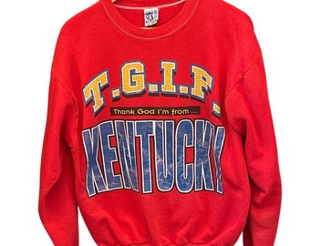 Sun Sportswear-sweater uit de jaren 90 Kentucky TGIF Americana Retro Collegiate Red M
