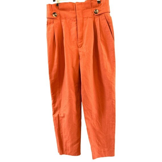 zara orange linen pants