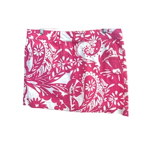 J Crew Women&#39;s Pink White Floral Mini Skirt Size 10 Preppy Style Summer