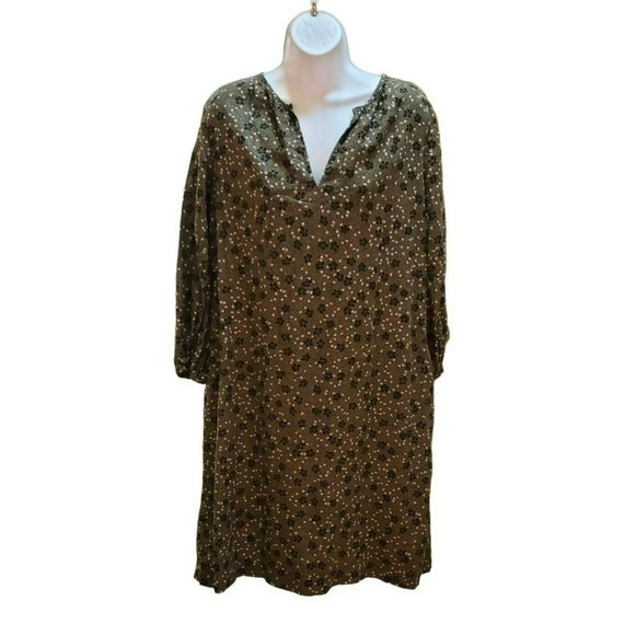 Buy Ann Taylor Olive Green Cotton Black White Floral Blouse Dress Size  Large Online in India - Etsy