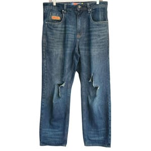 Cmpyre Destroyed Cartoon Patch-denimjeans voor heren 30 x 29 inch Y2K-patchwork
