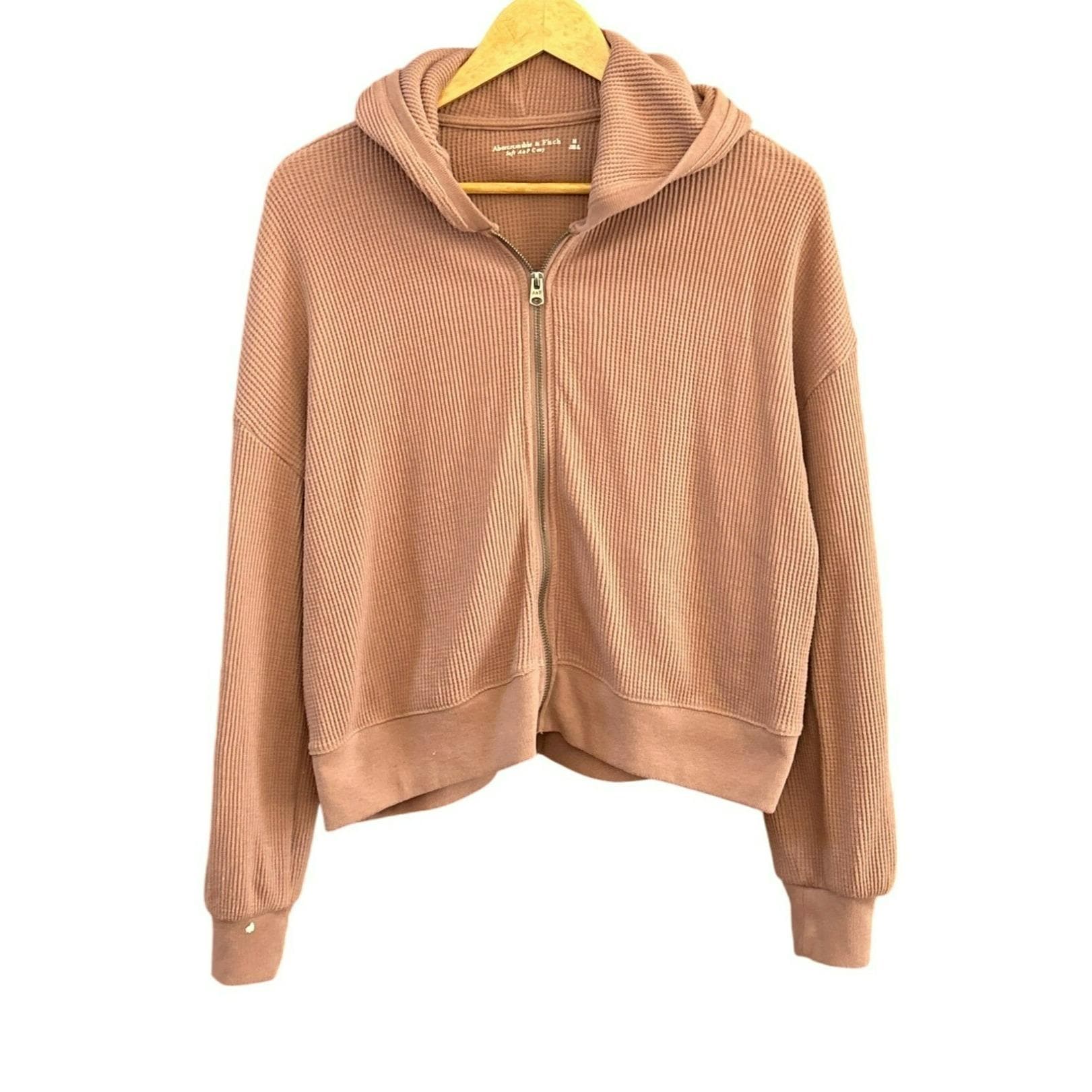 Abercrombie & Fitch Soft Cozy Waffle Knit Hooded Full Zip-up 