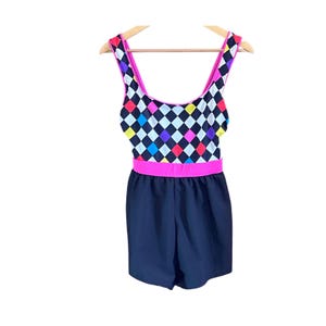 Sukienka kąpielowa Vintage Sporti Life by Catalina Harlequin Geometryczna Retro Lata 80. 90. S8