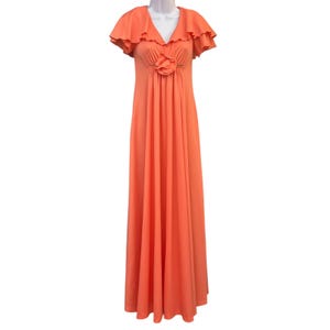 chinese dress ladies Coral Bright Flower Print Satin Long Dress  Aquarius Brand