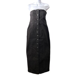 Zara Women's Black Denim Bustier Dress Strapless Button-down Medium - Etsy Zara Women's Black Denim Bustier Dress Strapless Button-down Medium - Etsy