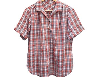 Vintage altes Geld kariertes Hemd Americana Retro Preppy Picknick Küste Sommer Top