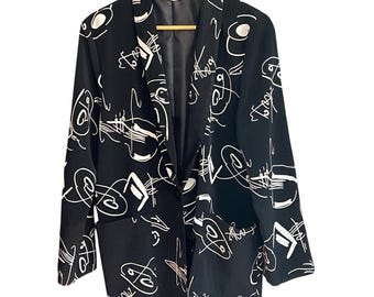 Vintage 90s Kensington Square Blazer Abstract Art To Wear Maximalist Streetwear