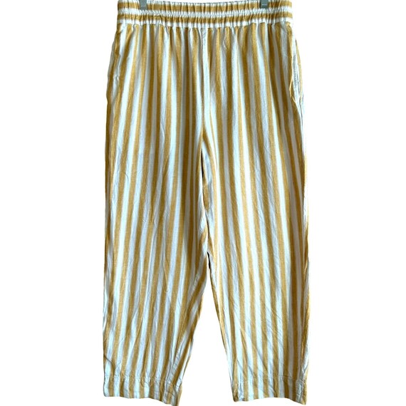 Madewell Tapered Huston Pull-on Crop Pants in Stripe Size Medium Marigold  Cream 