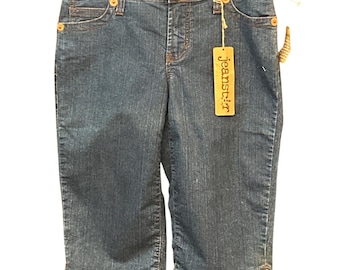 Y2K Deadstock Jeanstar Denim Capri Shorts Medium Wash Stretch Y2K McBling Retro