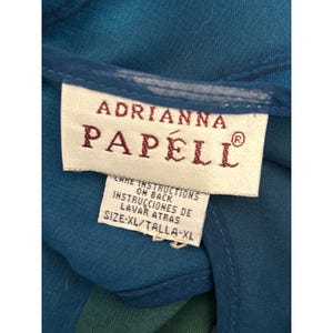 Vintage Adrianna Papell Abstract Midi Dress Whimsygoth Artistic Scarf XL Teal image 4