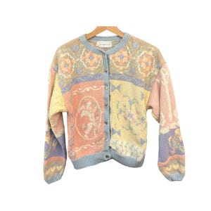 90s The Eagle's Eye Cardigan Sweater Pastel Grandmacore Cottagecore Cherub Angel