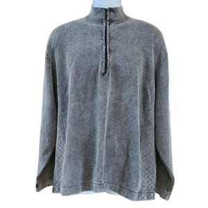 Woolrich Men&#39;s Gray Black Quarter Zip Pull Over Shirt XXL Detailed Long Sleeve