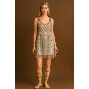 Free People Flapper Style Mesh Sheer Beaded Dress Small Art Deco Gatsby  Summer - Etsy