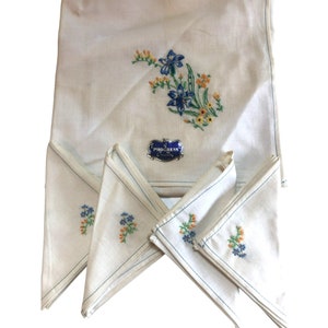 Progress Kitchen Linens Set Embroidered Floral Tablecloth Matching Napkins