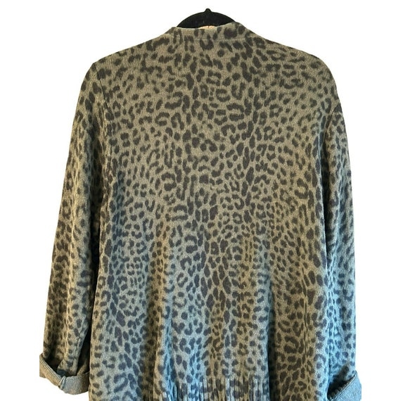 J Jill Women's Dark Green Black Leopard Print But… - image 3