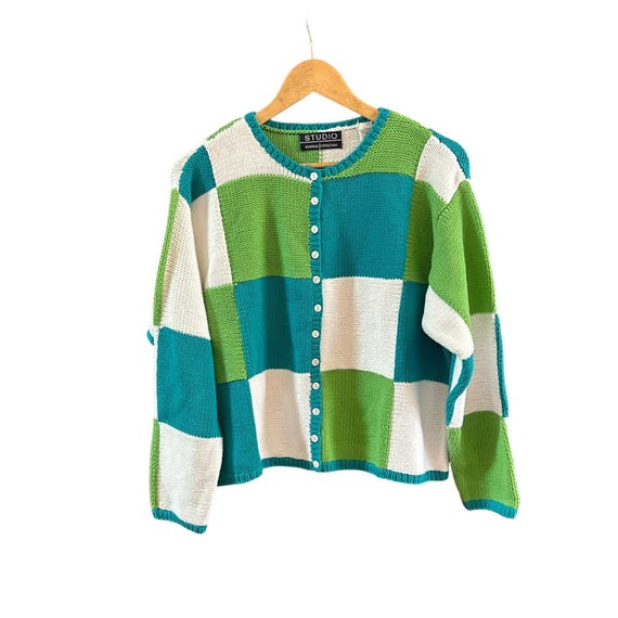 Vintage Studio Marisa Christina Checkered Cotton Cardigan