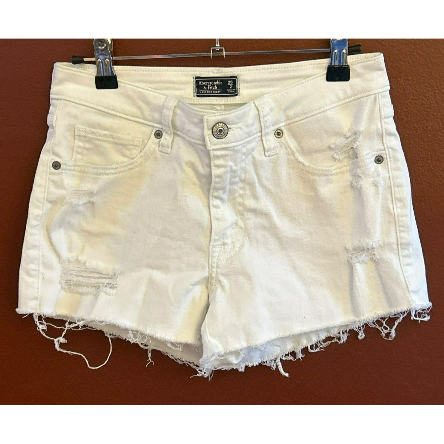Abercrombie \u0026 Fitch Women's White Denim Low Rise Short Size 26/2 Frayed Hem  - Etsy, image size:1463x1463