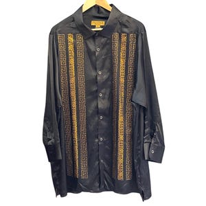 Prestige Original Button Down Shirt Medallion Baroque Luxe Rhinestone Maximalist