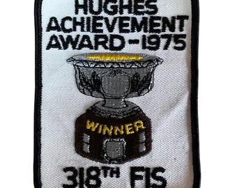Premio Hughes per i risultati conseguiti nel 1975, toppa del 318° FIS, aviazione militare, Guerra Fredda, stile retrò.