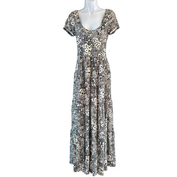 Maeve by Anthropologie Black White Floral Print Catalina Tiered Maxi Dress  Small - Etsy Israel