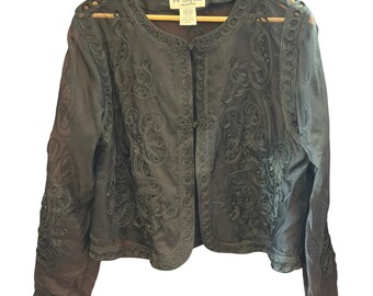 Chaqueta vintage de Lew Magram de organza de seda soutache, estilo gótico victoriano.