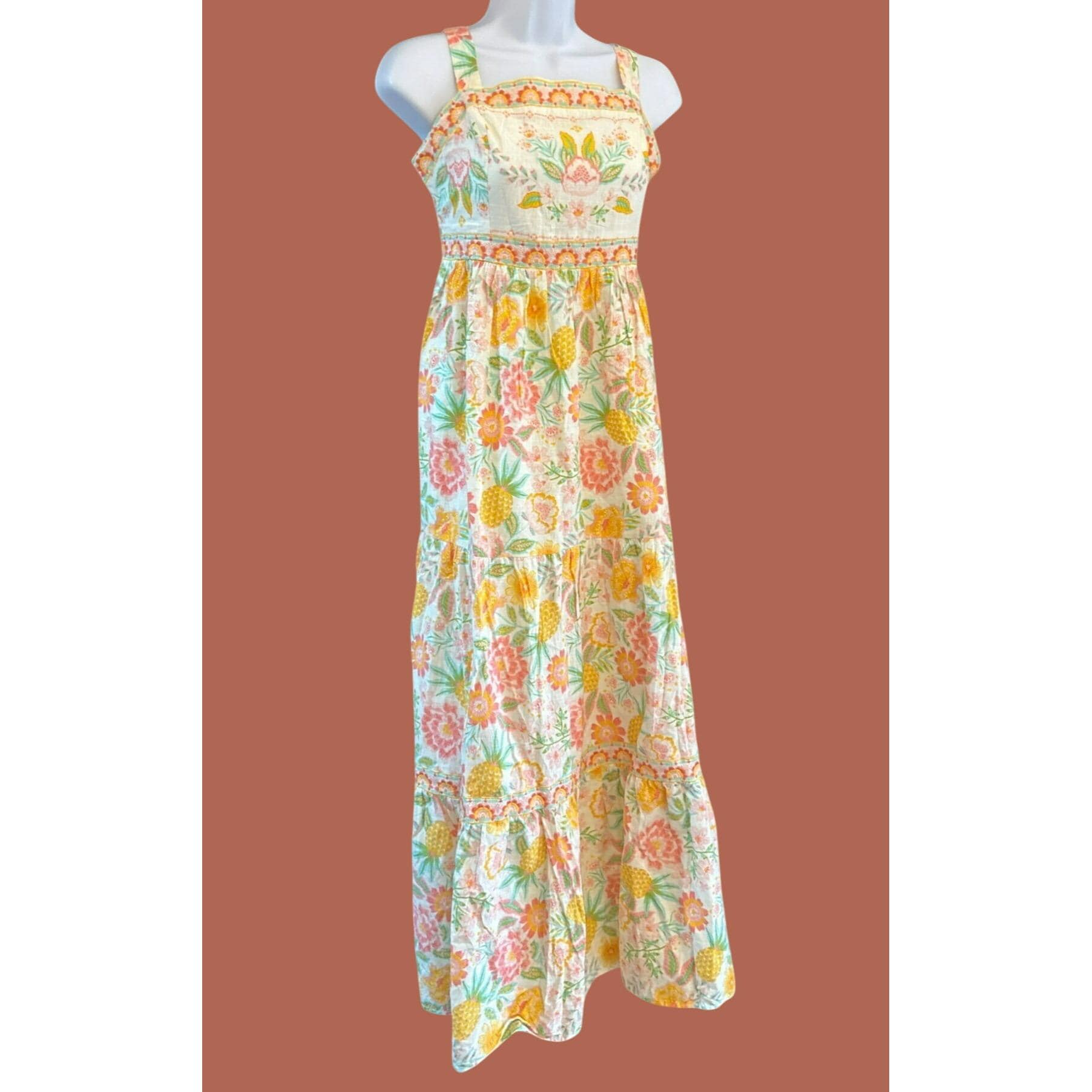 Rachel Zoe Pineapple Floral Tiered Maxi Sundress Cottagecore Coastal  Whimsical - Etsy