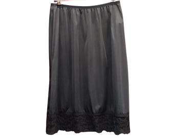 Vintage Vassarette Half Slip Black Lace Trim Coquette Lingerie Retro Skirt