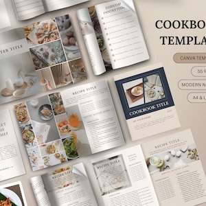 Cookbook Template Custom Recipe Book Template, Printable Recipe Book Digital Ebook Template Canva, Family Recipe Book Course Creator