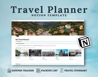 Notion Template Travel Planner Vacation Planner Holiday Planner, Expense Tracker Packing List Travel Itinerary, All in One Notion Dashboard