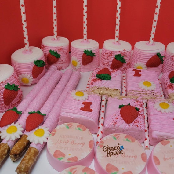 Berry First Birthday , Strawberry themed.  Party Favors.  48 pcs