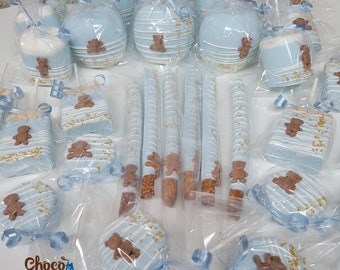 Teddy Bear Treats Bundle: Light Blue Baby Shower Favors, 30-Piece
