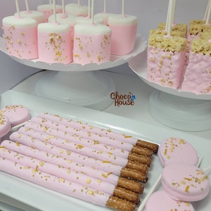 Baby girl Baby shower treats bundle. Pink / gold sprinkles. Party sweets. 48 pcs