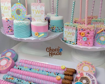 48 Two Sweet donuts theme trats bundle. Party Favors. 48 pcs