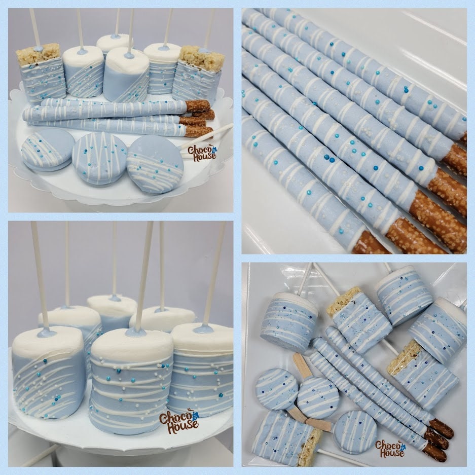 Baby Boy Baby Shower Treats Bundle. Light Blue/ White Drizzle/ Etsy