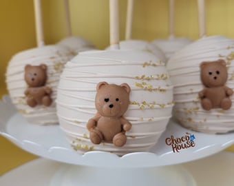 Teddy bear Chocolate candy apples. Baby shower. We can bearly wait. 10 pcs