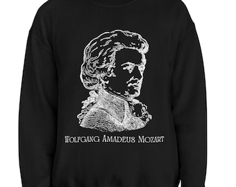 Mozart Unisex Crewneck Sweatshirt, Wolfgang Amadeus Mozart Sweater, Classical Music History Clothing, Piano Teacher/Student Gift
