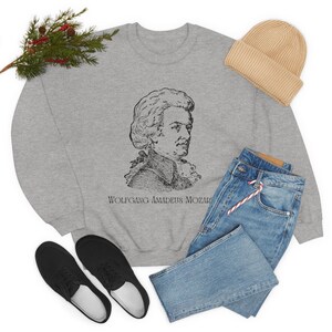 Mozart Unisex Crewneck Sweatshirt, Wolfgang Amadeus Mozart Sweater, Classical Music History Clothing, Piano Teacher/Student Gift image 8