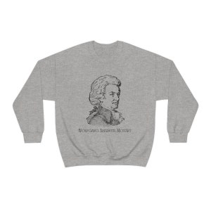 Mozart Unisex Crewneck Sweatshirt, Wolfgang Amadeus Mozart Sweater, Classical Music History Clothing, Piano Teacher/Student Gift image 2