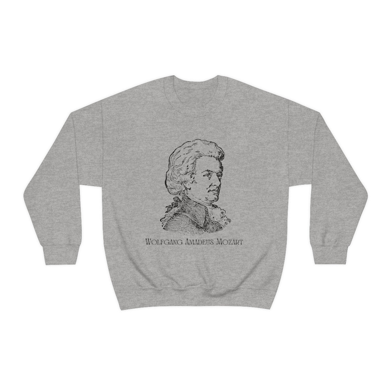 Mozart Unisex Crewneck Sweatshirt, Wolfgang Amadeus Mozart Sweater, Classical Music History Clothing, Piano Teacher/Student Gift image 2