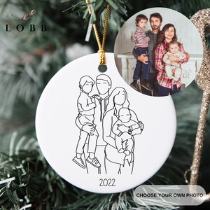 FAMILY Outline Ornament, Family Picture Outline, Custom Family Portrait, Outline Sketch of Photo, Custom Portrait, Family Sketch of Photo