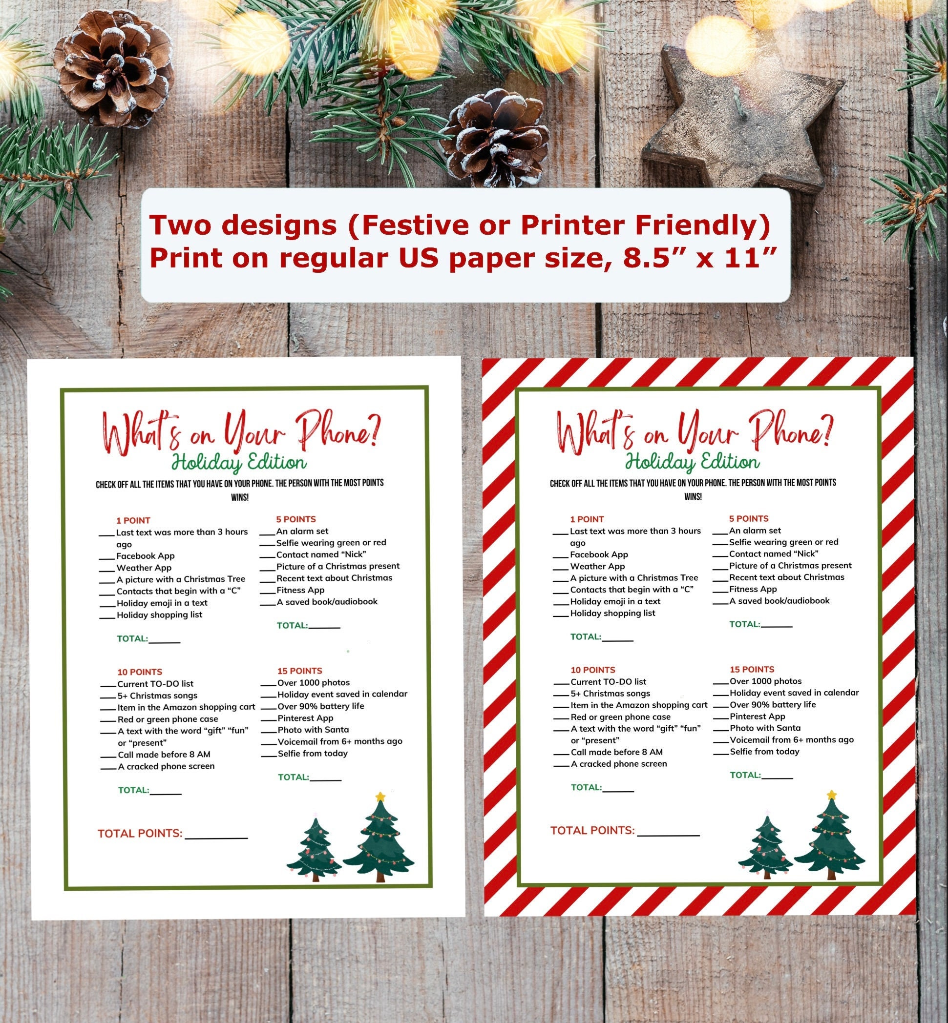 Christmas Party Cell Phone Game, Holiday Party Game, What's on Your