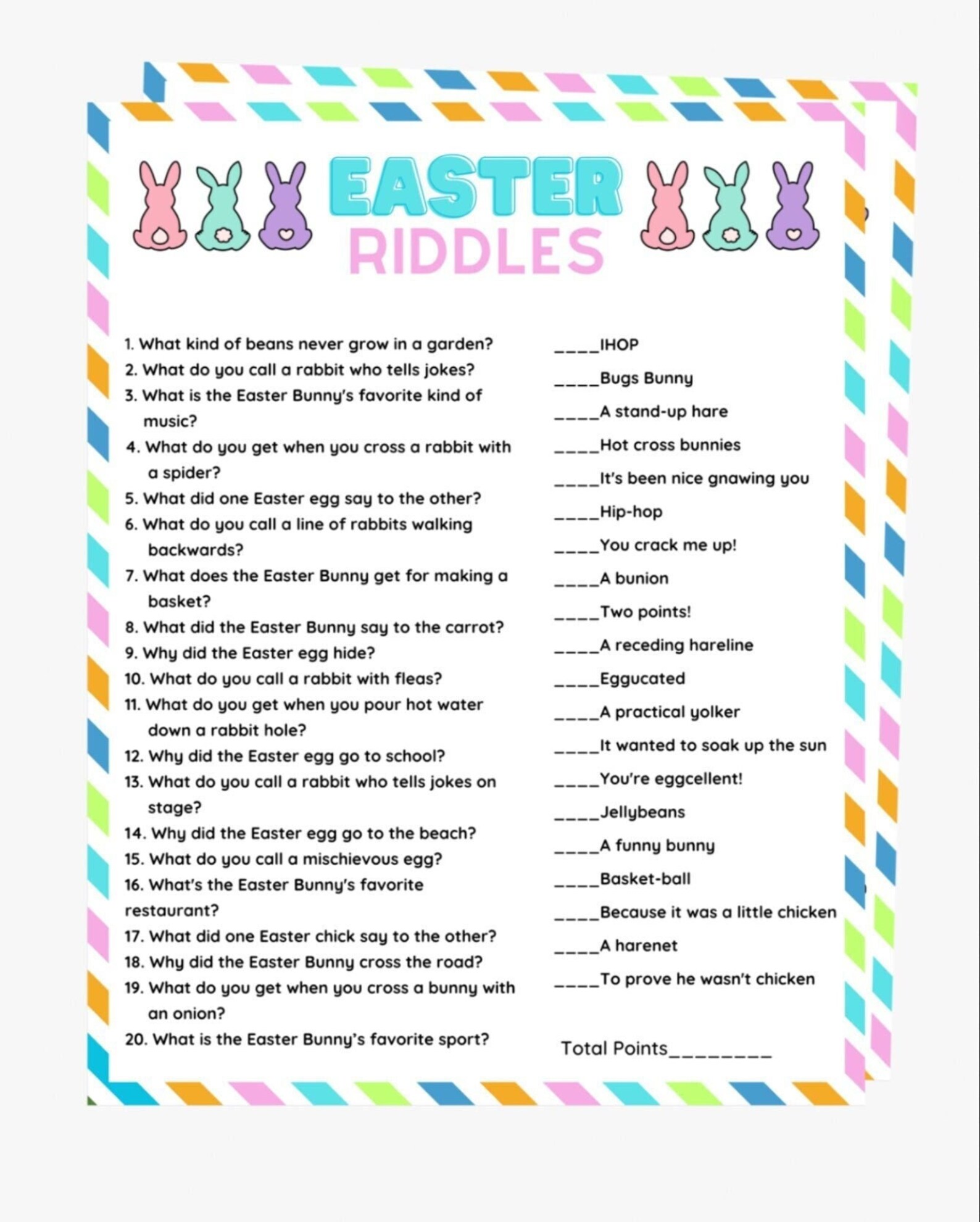 Easter riddles for kids kids easter game easter classroom activity