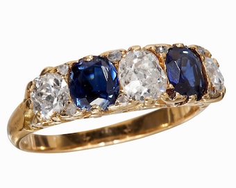 Edwardian Diamond and Sapphire 5 stone ring
